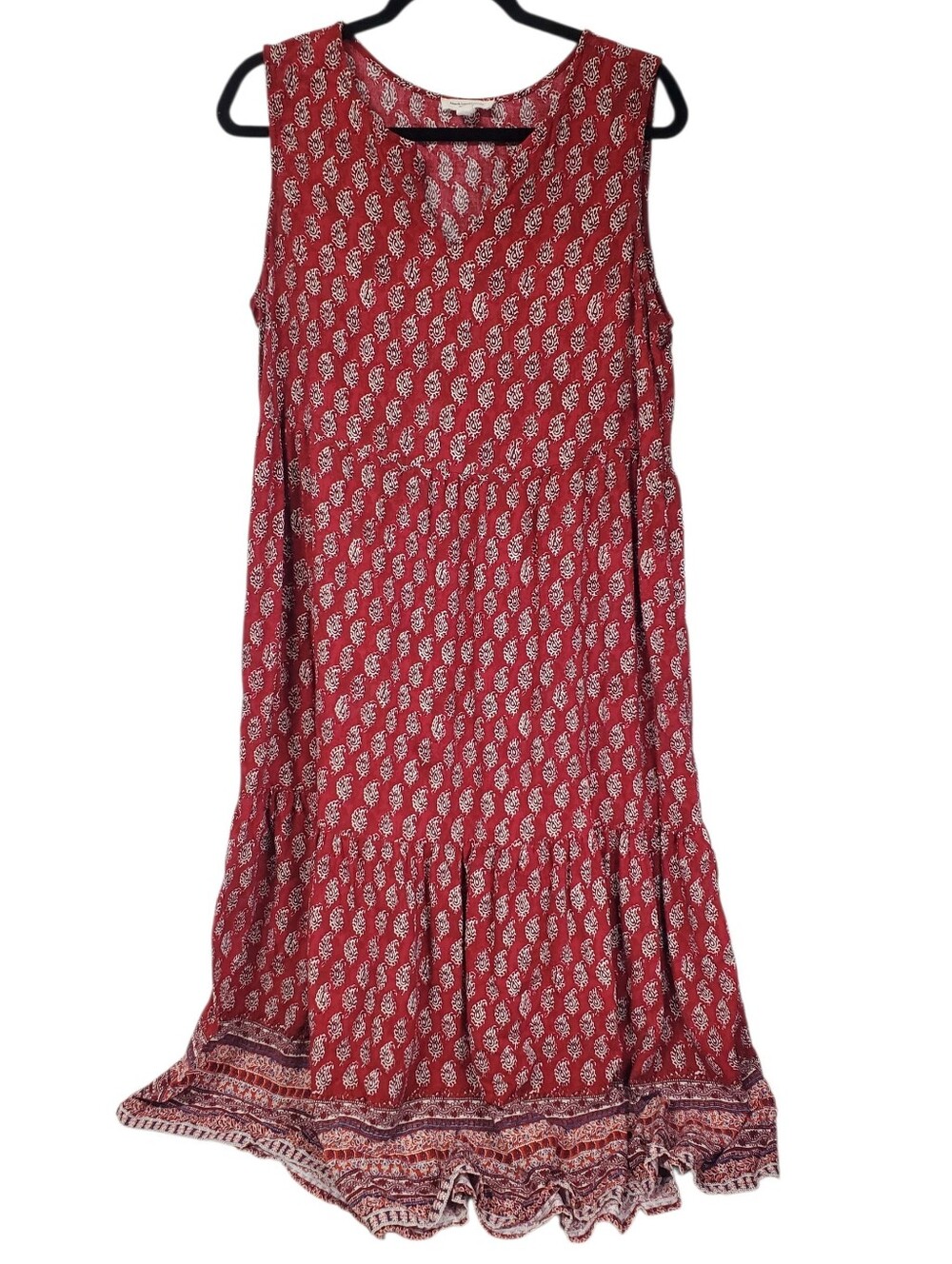 Beach Lunch Lounge House Dress Sun Dress Boho Hippie Size Large Paisley Red